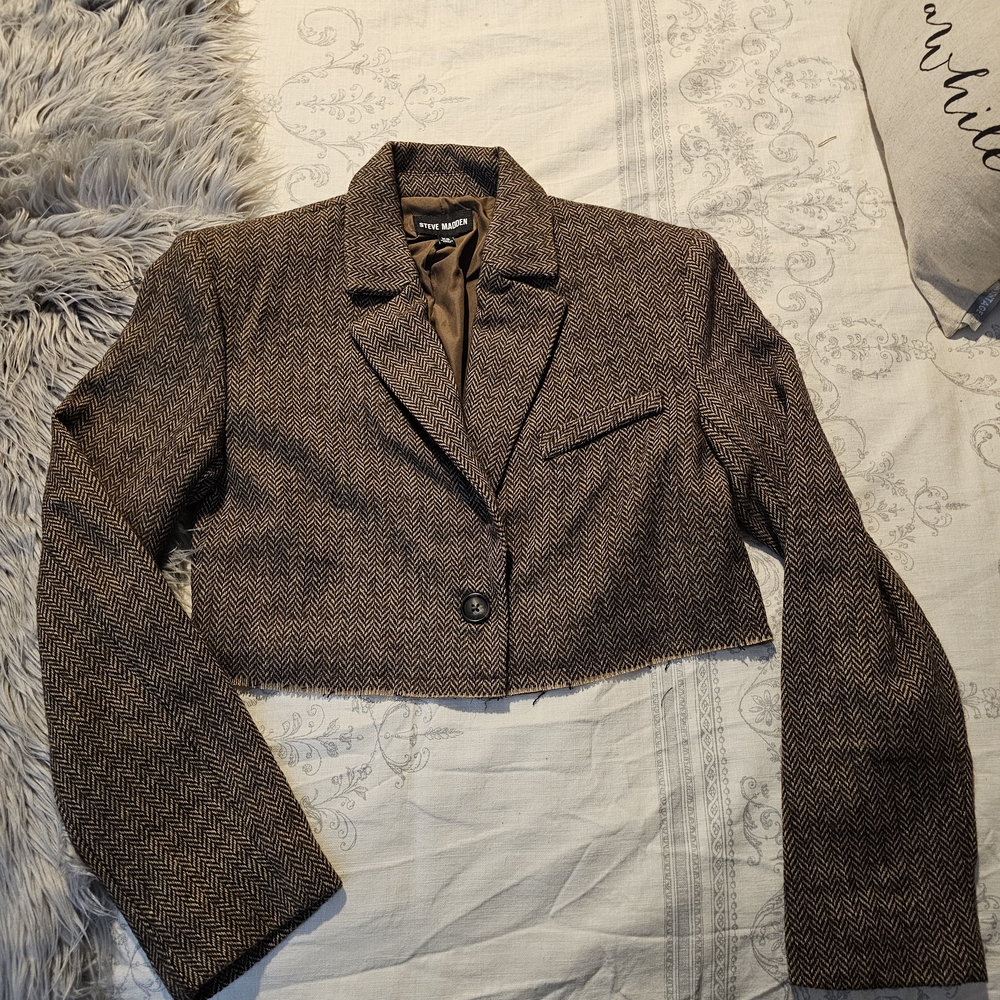 Brown Herringbone Women's Blazer